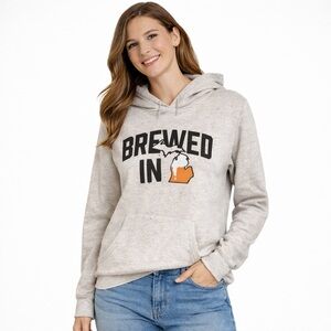 Beige Gray Women's Beer Brewed in MI Michigan Hoodie